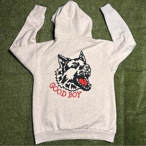 China town market place hoodie good boy dog hoodie small oversized gray